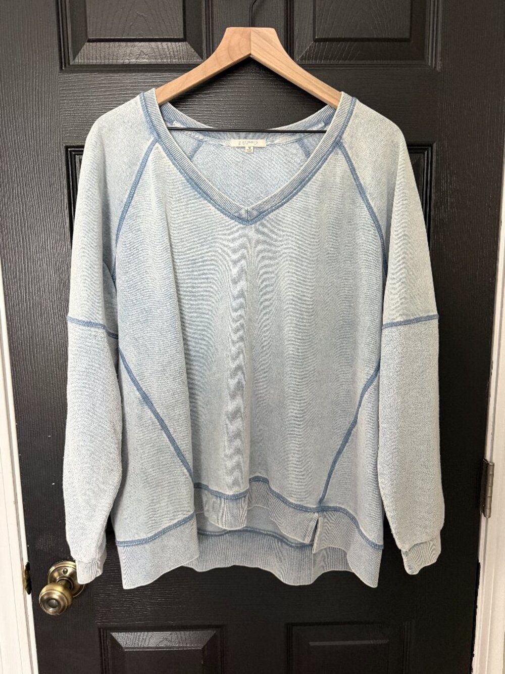 NWOT Womens Z Supply Oversized Mid Length Sweatshirt Lightweight Blue Medium